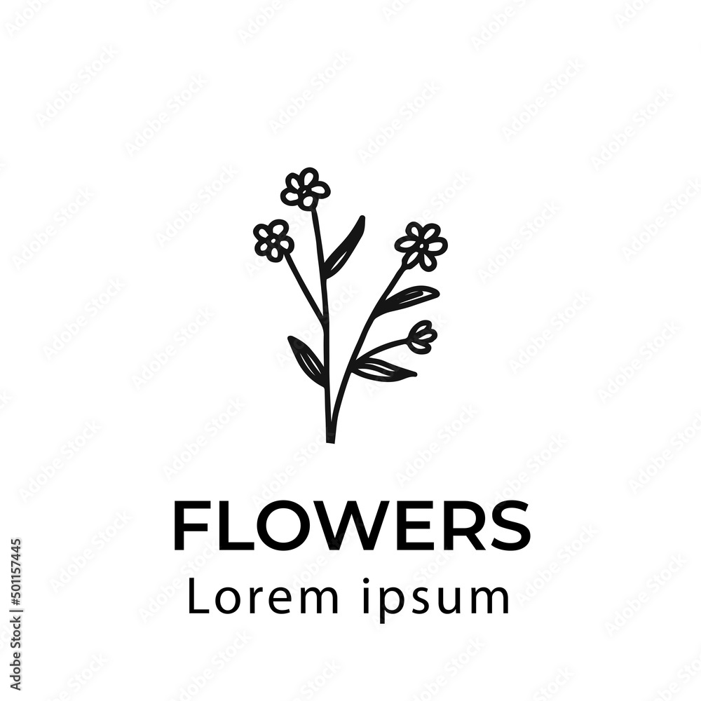 Flower brand identity isolated on white background. Simple logo Flower brand identity isolated on white background. Simple logo