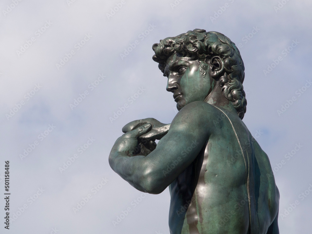 Italia, Toscana, Firenze, piazzale Michelangelo, copia del David di Michelangelo restaurato.