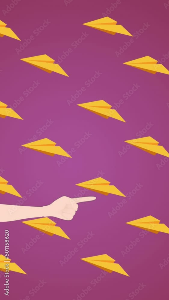 Animation of woman talking over paper plane icons Animation of woman talking over paper plane icons