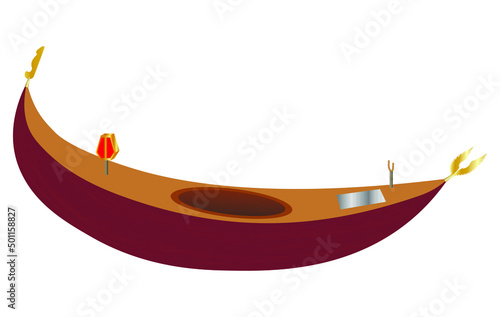 wooden boat (gondola) with ancient lantern