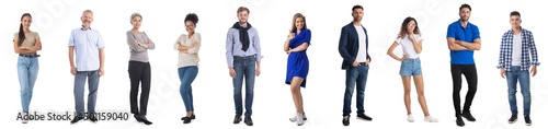 Collection of casual people on white