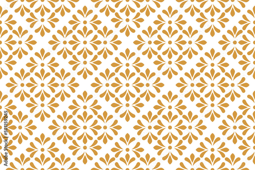 Flower geometric pattern. Seamless vector background. White and gold ornament Flower geometric pattern. Seamless vector background. White and gold ornament