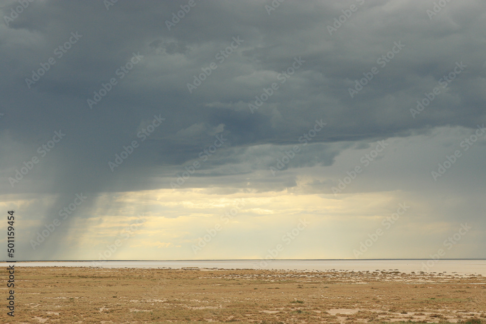 Rain storm over Etosha National Park, Namibia