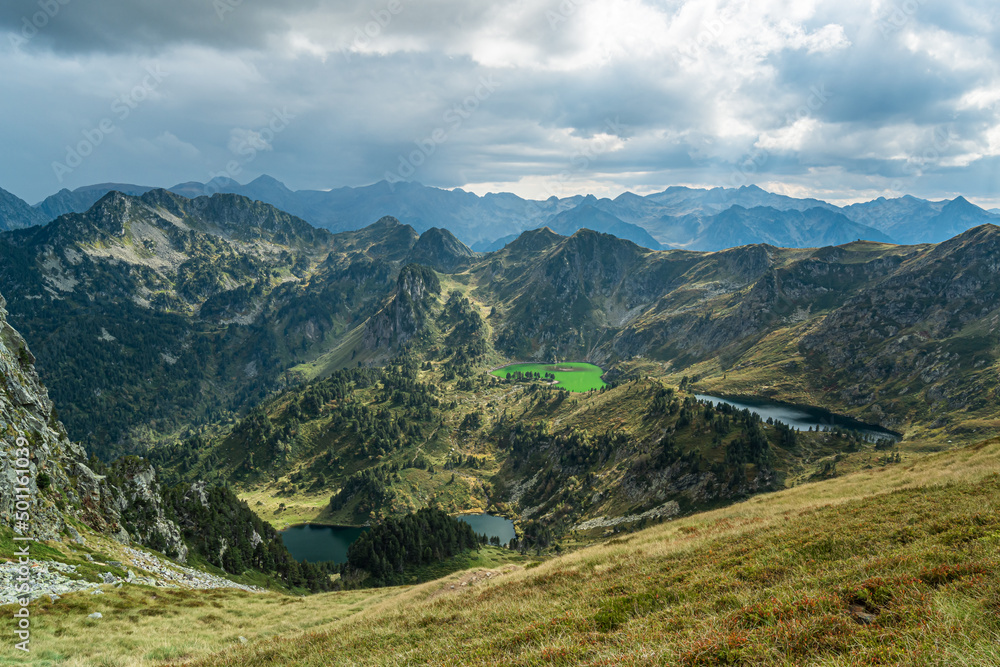 Clouds over the mountains with beautiful lakes in the valley. Clouds over the mountains with beautiful lakes in the valley.