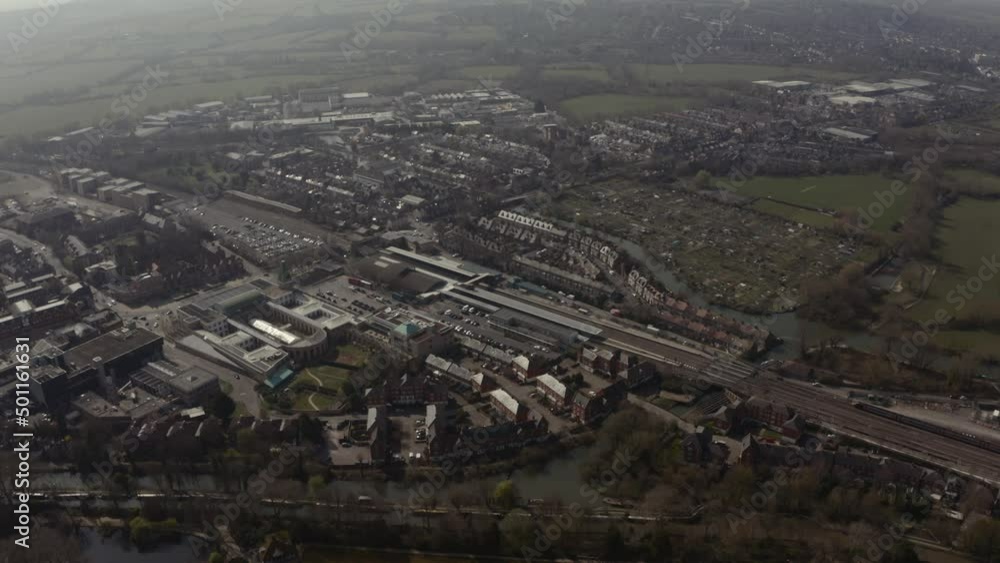 Circling drone shot of Oxford train station Circling drone shot of Oxford train station