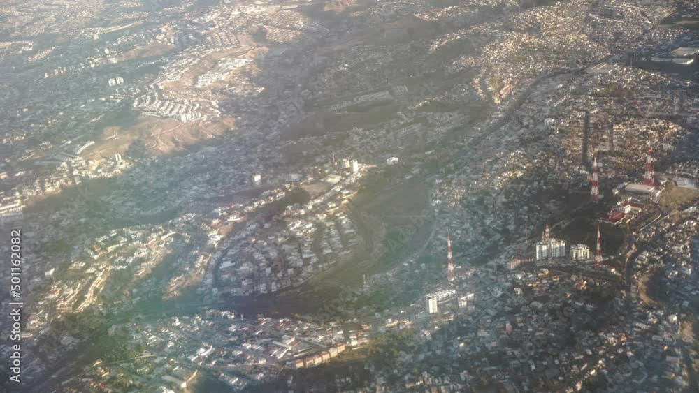 Aerial view of city from an airplane Aerial view of city from an airplane