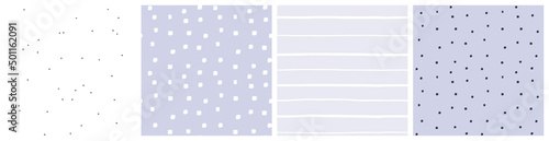 Soft lilac dot and stripe seamless pattern set for newborn baby girl or toddler kids fabric print or background.