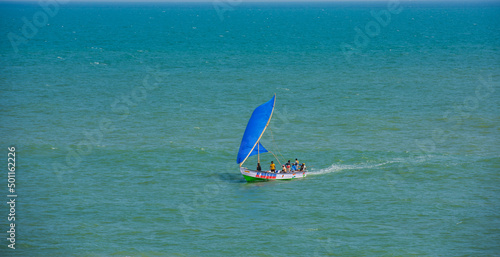 Traditional catamaran on the sea.