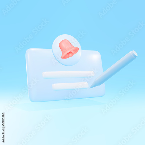 3D popup with text, pencil and reminder . Vector illustration.