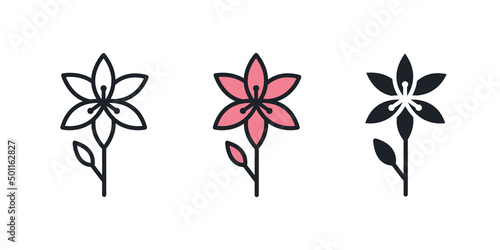 Photographie Lily icon. Garden flowers isolated vector icons