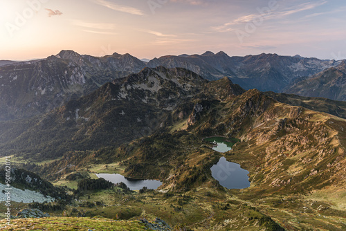 View of the mountains in the morning (Lakes of Rabassoles, French Pyrenees Mountains)