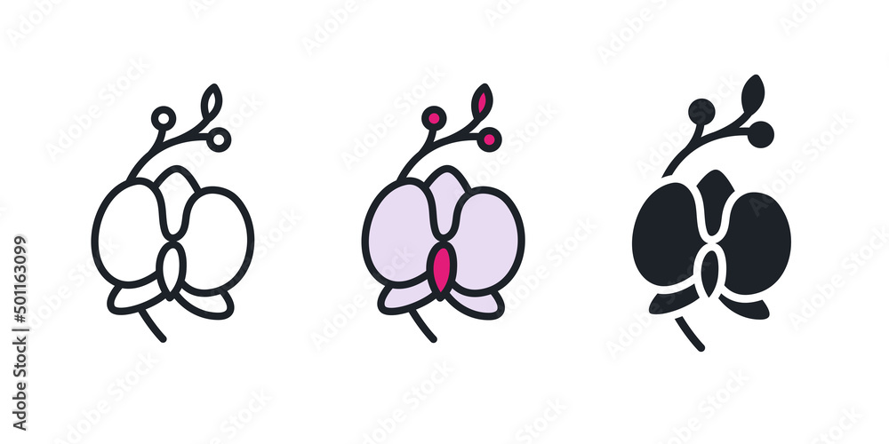 Orchid icon. Home flowers isolated vector icon. Home gardening Orchid icon. Home flowers isolated vector icon. Home gardening