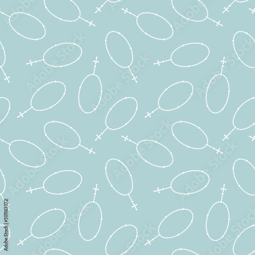 seamless holy rosary beads pattern - vector illustration