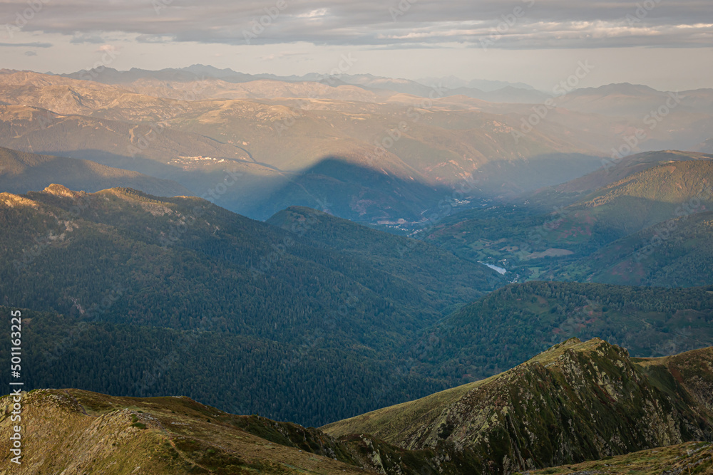 Fototapeta premium Shadow of the mountain in the morning
