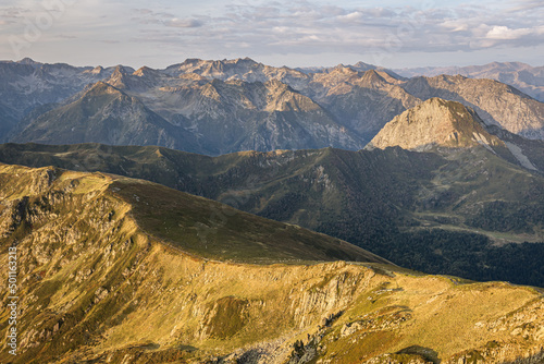 Sunrise on the high beautiful mountains (Peak of Dent d'Orlu, French Pyrenees)