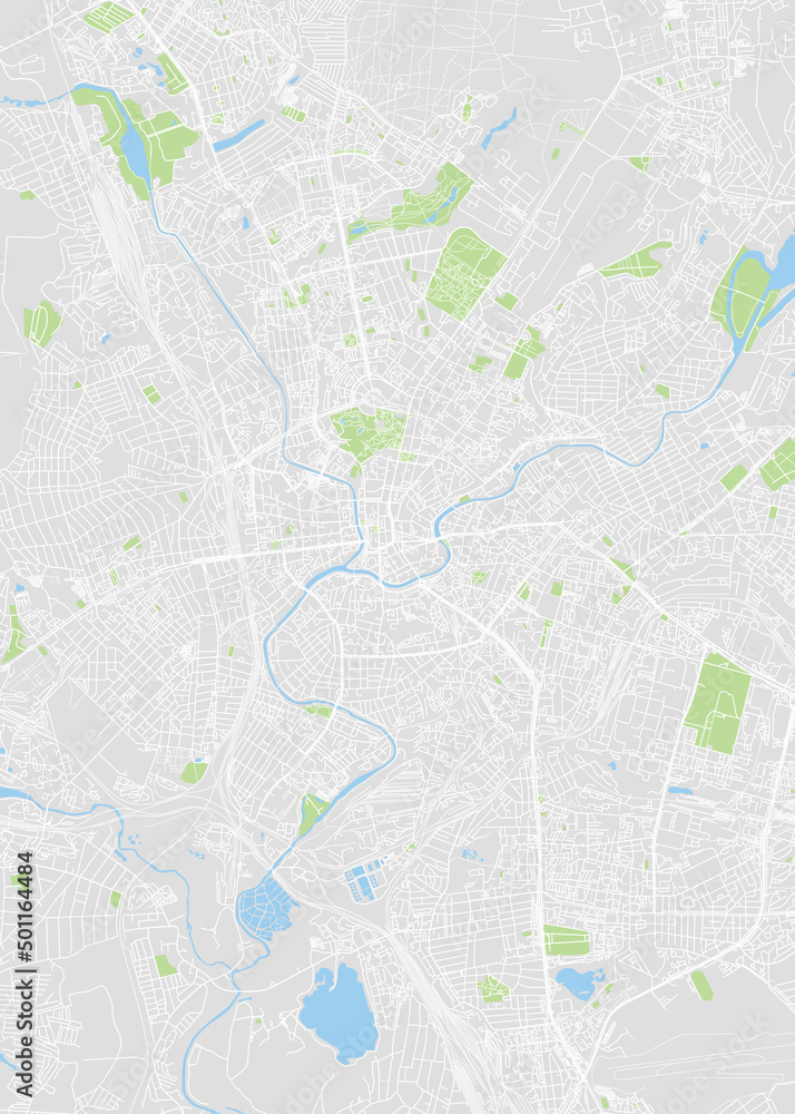 City map Kharkiv, color detailed plan, vector illustration