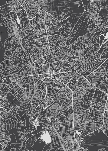 City map Kharkiv, monochrome detailed plan, vector illustration
