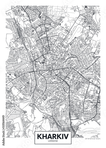 City map Kharkiv  travel vector poster design