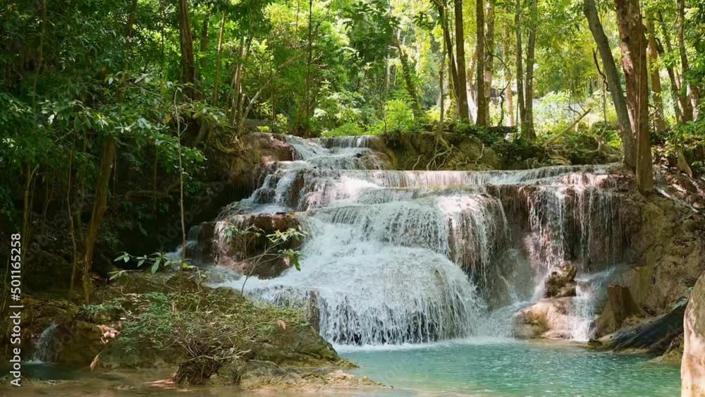 Beautiful waterfall and emerald pool in tropical rain forest in Thailand.. Beautiful waterfall and emerald pool in tropical rain forest in Thailand..