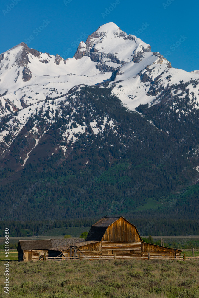 Scenic barn, Teton Mountains, Teton National Park