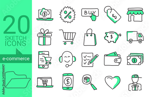 ecommerce icon set Vector shop and sale