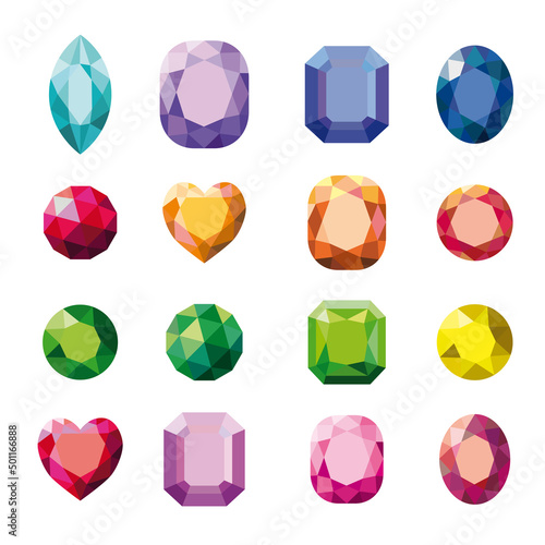 A set with a variety of gemstones in different colors and shapes.