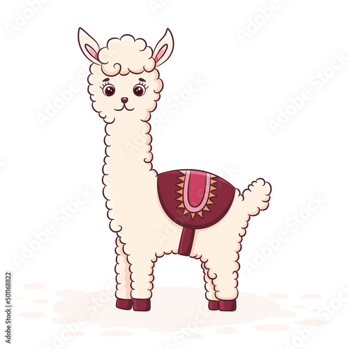 Cute cartoon llama. Cool llama for a t-shirt or children's room.