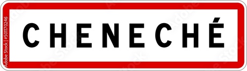 Panneau entrée ville agglomération Cheneché / Town entrance sign Cheneché