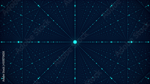 Background consisting of moving luminous dots. A matrix of glowing stars with the illusion of depth and perspective. Universe concept with stardust. 3d rendering.