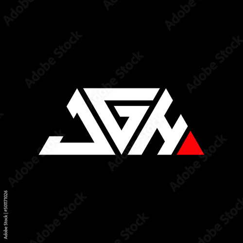 Fototapeta Naklejka Na Ścianę i Meble -  JGH triangle letter logo design with triangle shape. JGH triangle logo design monogram. JGH triangle vector logo template with red color. JGH triangular logo Simple, Elegant, and Luxurious Logo...