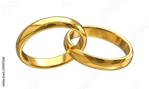 golden wedding rings isolated on white.