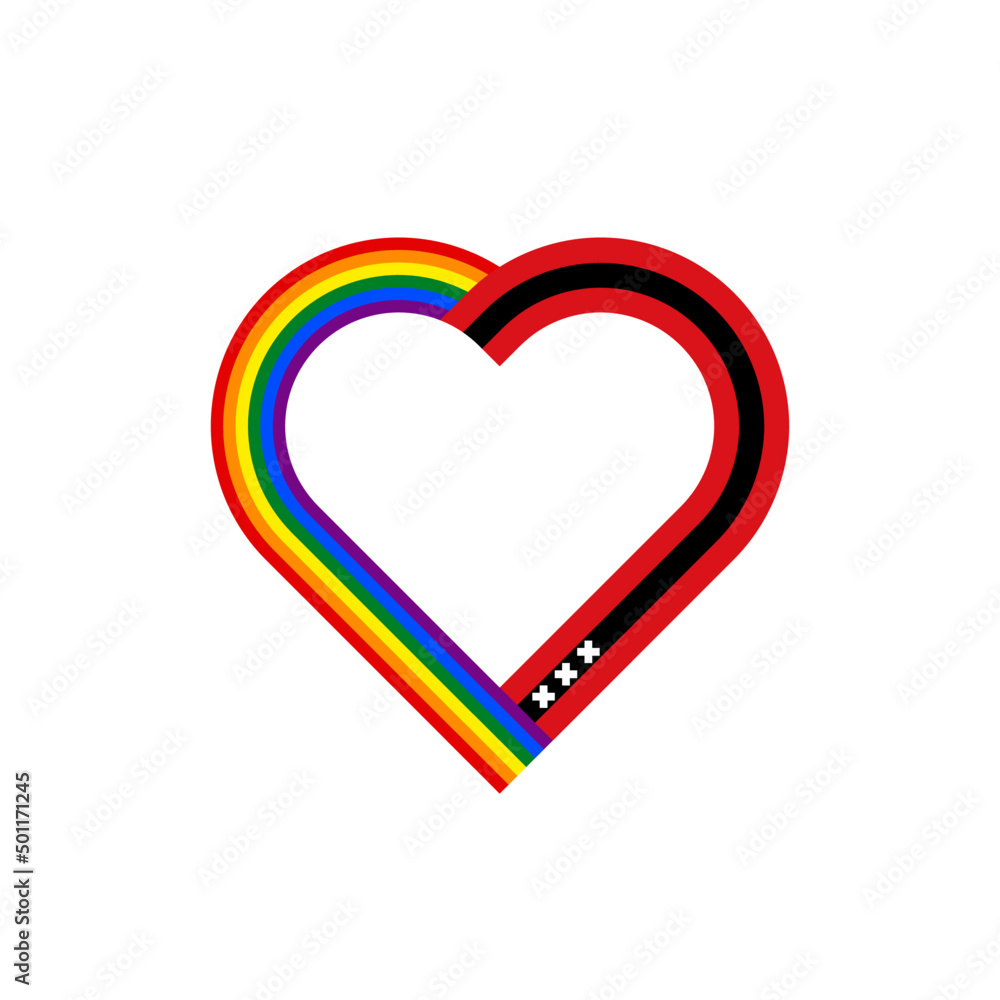 unity concept. heart ribbon icon of rainbow and amsterdam flags. vector illustration isolated on white background unity concept. heart ribbon icon of rainbow and amsterdam flags. vector illustration isolated on white background