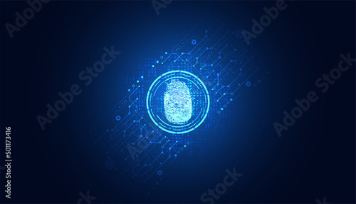Abstract, fingerprint on digital, blue, background, concept, safe data protection