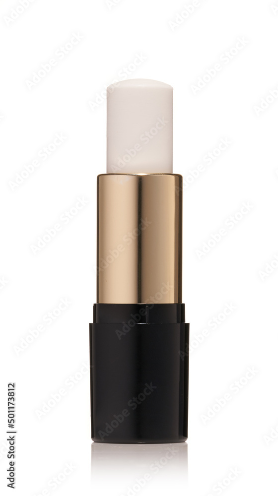 Open colorless lip balm isolated on a white background Open colorless lip balm isolated on a white background
