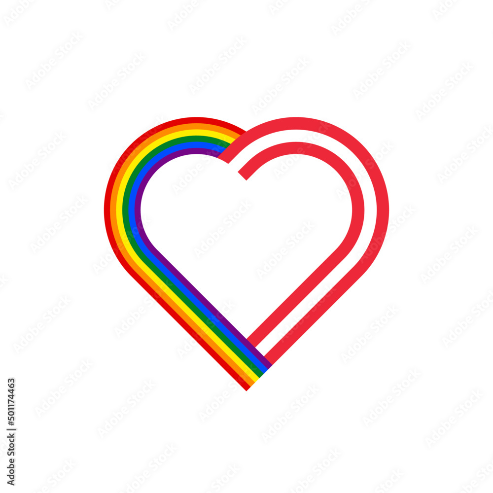 unity concept. heart ribbon icon of rainbow and austria flags. vector illustration isolated on white background unity concept. heart ribbon icon of rainbow and austria flags. vector illustration isolated on white background