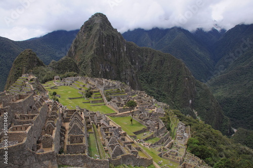 Panorama of Mysterious city - Machu Picchu in Peru