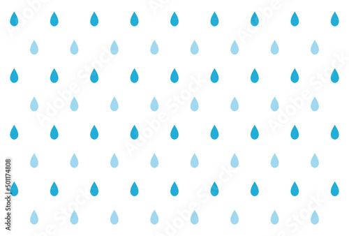シンプルな2色の雨のシームレスパターン　雫　青　水色　背景　素材