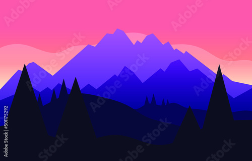 Mountains landscape gradient flat illustration
