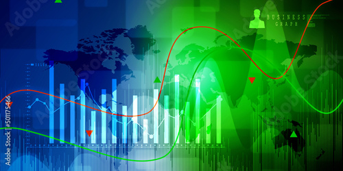 2d rendering Stock market online business concept. business Graph 