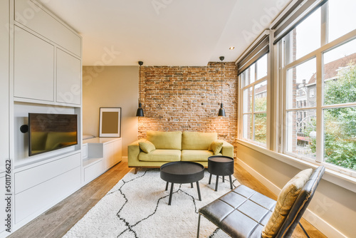 Interior of modern room with couch