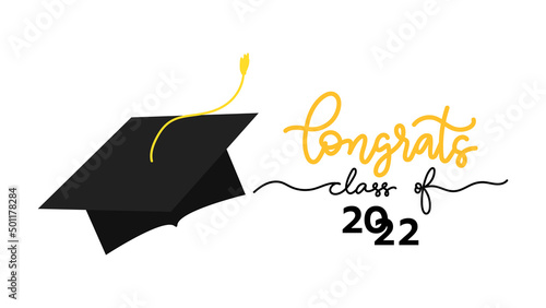 Class of 2022 handwriting calligraphy  Congratulations Graduates Class 2022 ,symbols template for graduation design.isolated on white background ,Vector illustration EPS 10