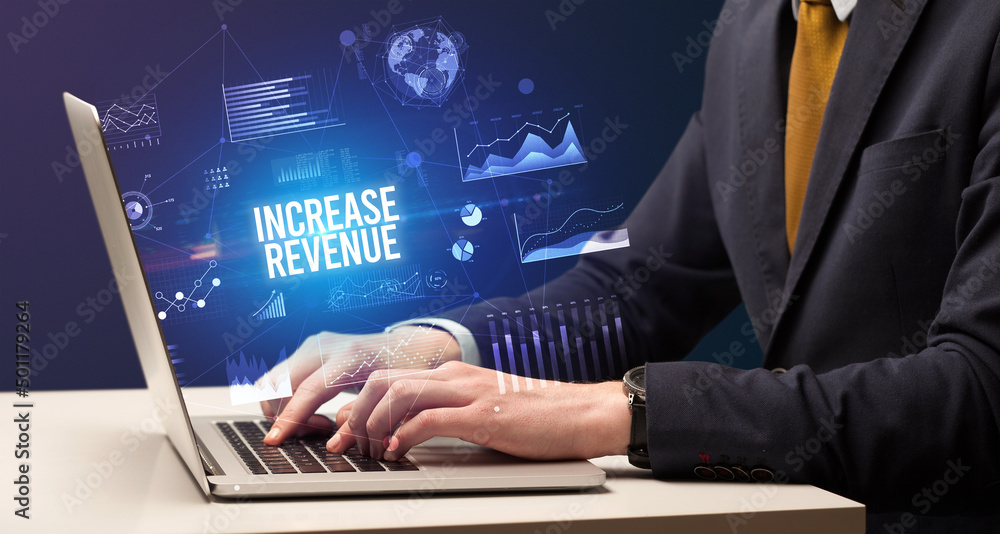 Businessman working on laptop, business concept Businessman working on laptop, business concept