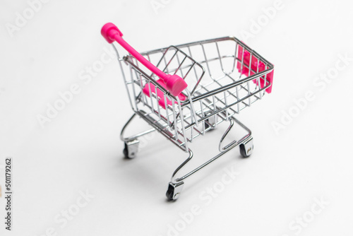 shopping trolley with white background