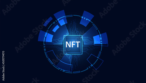 Abstract NTF Digital Image Concept circle Digital Irreplaceable Token The only original art in the system. On a modern background blue and purple Futuristic Digital