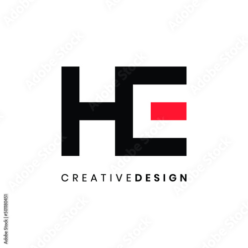 Creative modern letter HE logo design vector