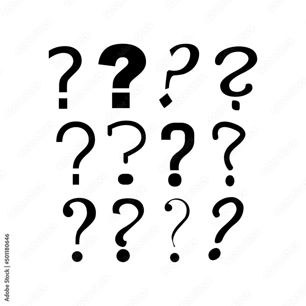 Question Mark Icon Set on white background. Question Mark Icon Set on white background.