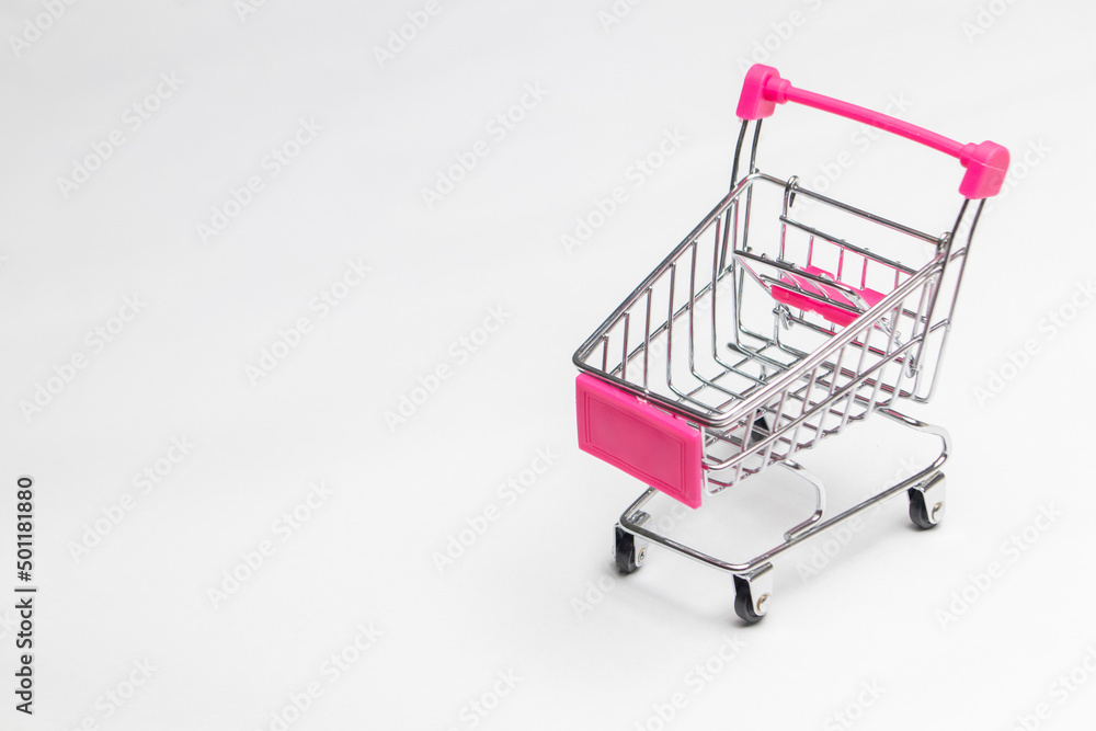 shopping trolley with white background