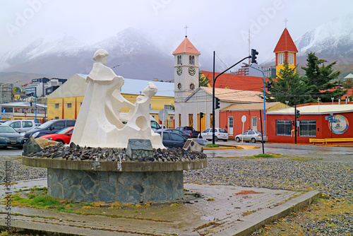 Amazing Cityscape of Ushuaia in the Rain, the Southernmost City of the World, Province of Tierra del Fuego, Argentina, South America photo