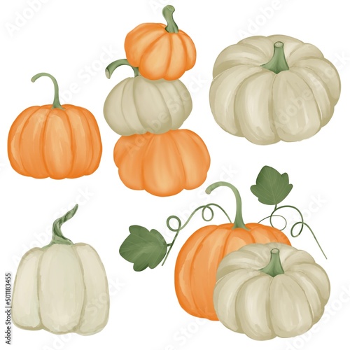 set of pumpkins