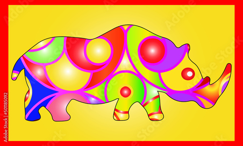 colorful rhinoceros on popart style with isolated backround